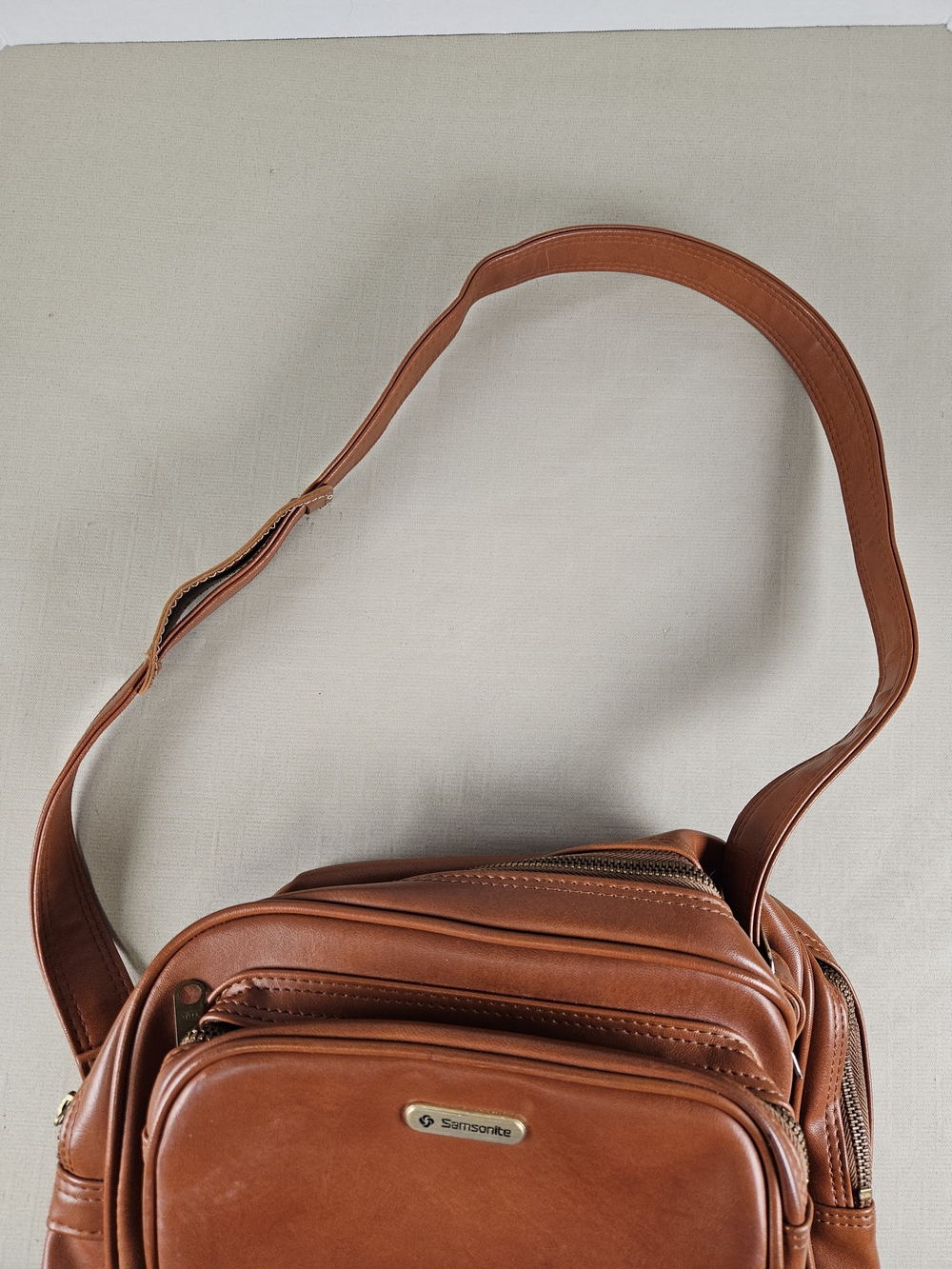 1960s-70s Chestnut Vinyl Samsonite Tote Shoulder Strap Bag/Carry On Luggage/Sams - Picture 15 of 16